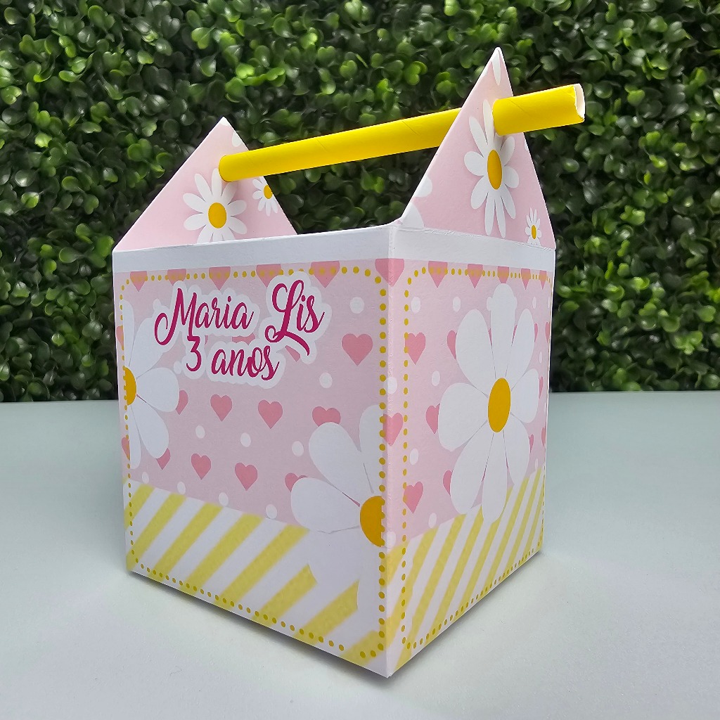 Caixa Canudo MARGARIDAS - Personalizados - Festa infantil - Aniversário - Lembrancinha