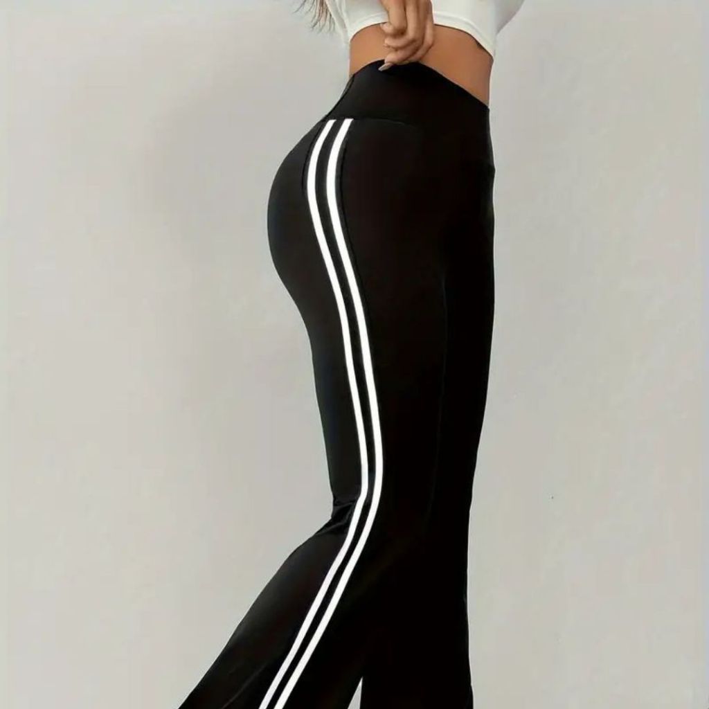 Calça Bailarina Cintura Alta Legguing Com Listras Laterais Moda Tendência em Oferta na Shopee