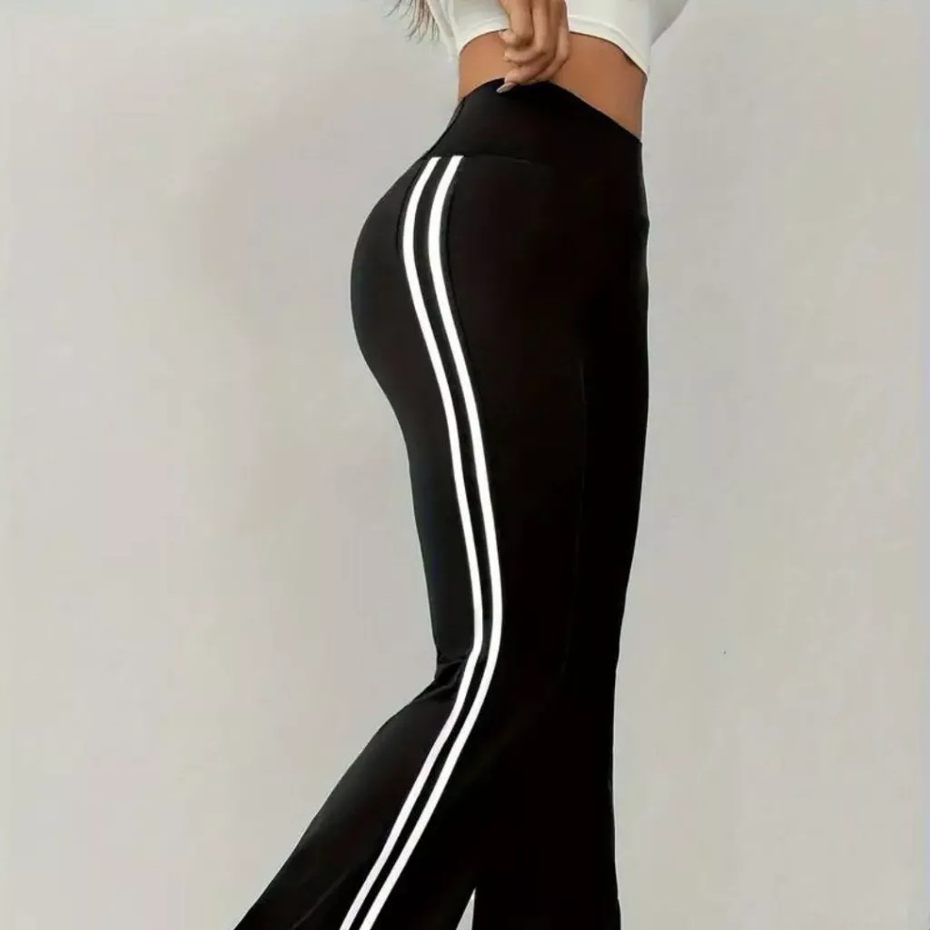 Calça Bailarina Cintura Alta Legguing Com Listras Laterais Moda Tendência — imagem 1