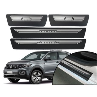 Jogo De Soleira De Porta Adesiva Modelo Aço Escovado Volkswagen T-Cross 2019 2020 2021 2022 2023