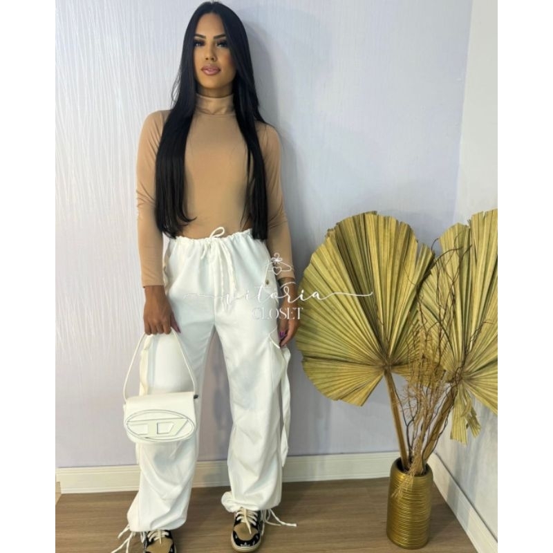Calça cargo alfaitaria feminina Calça parachute feminina em Oferta na Shopee