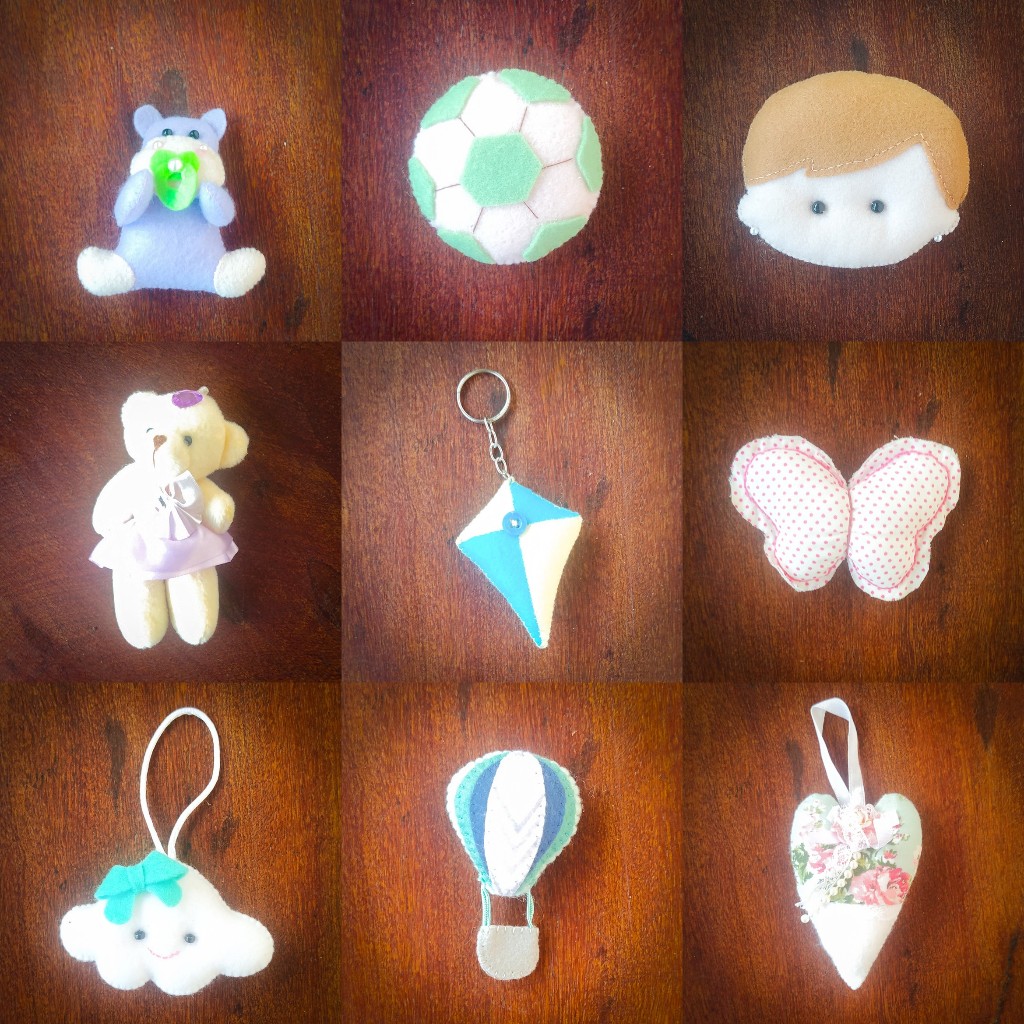 MINI PELÚCIAS DE FELTRO E TECIDO - LEMBRANCINHAS SOUVENIR DECOR LEMBRANÇA ARTESANATO CHÁ DE BEBÊ BABY BOY MATERNIDADE
