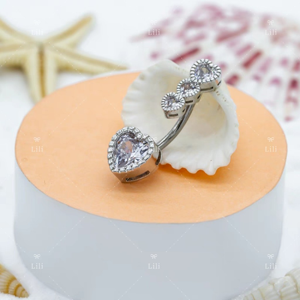 Piercing Umbigo Coração Aço inox Prata Cod -1#