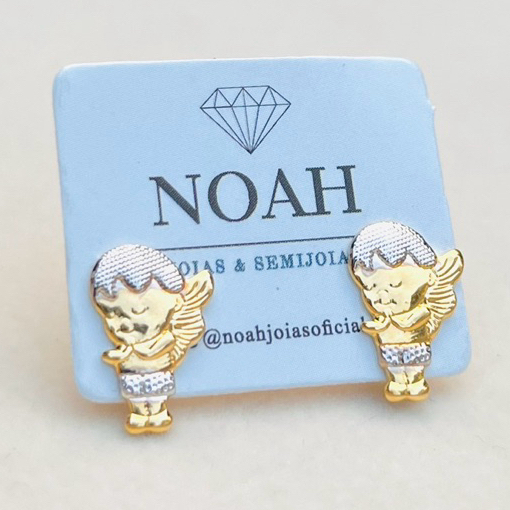 Brinco anjinho banhado a ouro 18k filhos