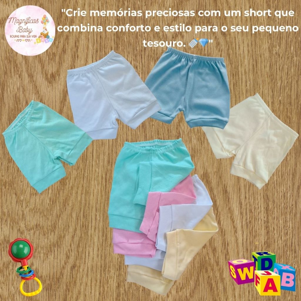 Shorts Tapa Fralda 100% Algodão Shorts Bebê Tapa Fralda Bebê Tecido Suedine Co Ortável e Macio Shorts Bebê