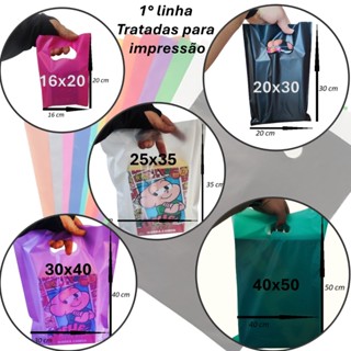 kit 50 Sacolas plásticas alça Boca de palhaço vazada   alta densidade, vários tamanhos. em Oferta na Shopee