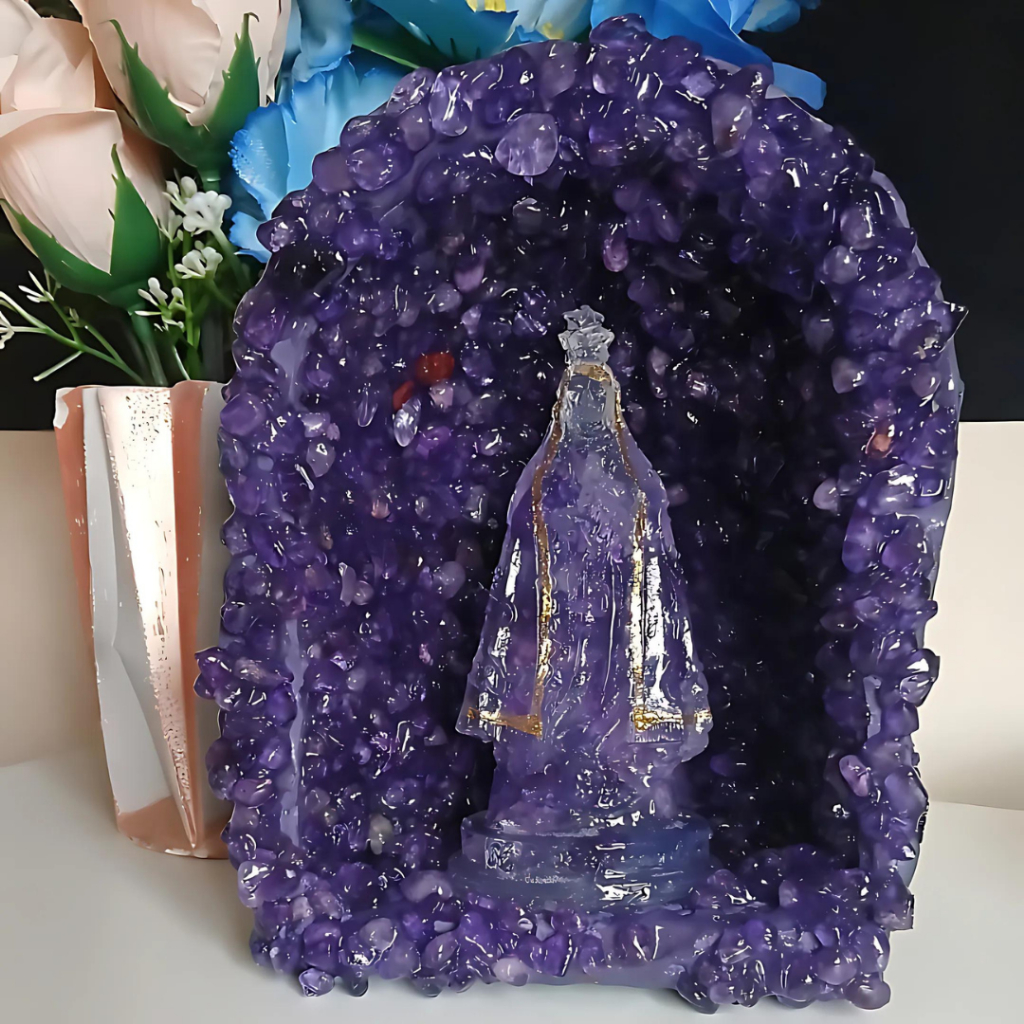 Gruta Nossa Senhora Aparecida 16cm Ametista Natural 1kg