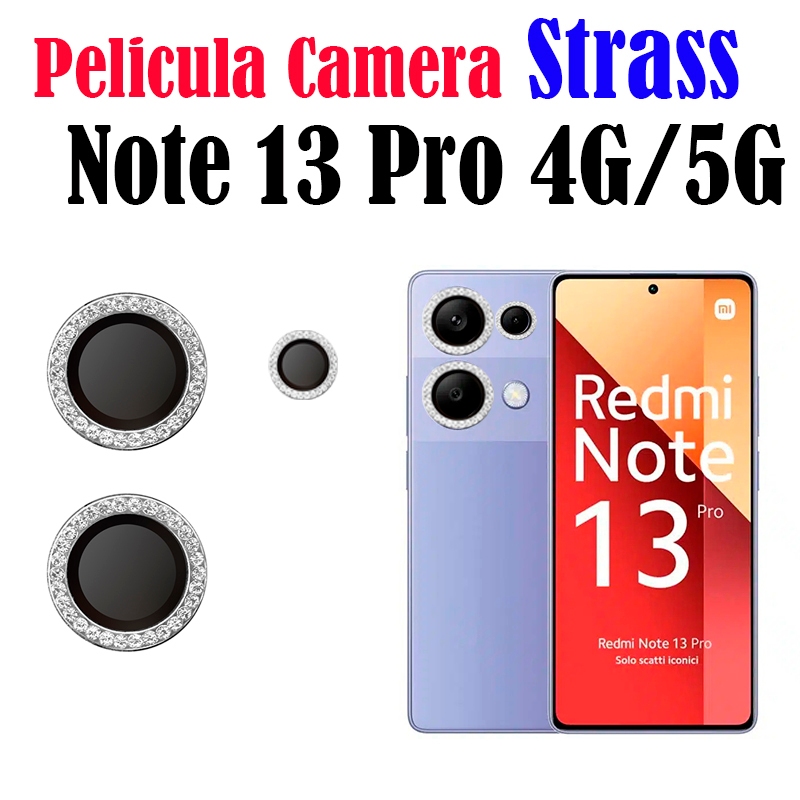 KIT (3 Peças)Película câmera Diamante Xiaomi Redmi Note 13 Pro 4G/5G Película Protege Lentes Colorido em Oferta na Shopee