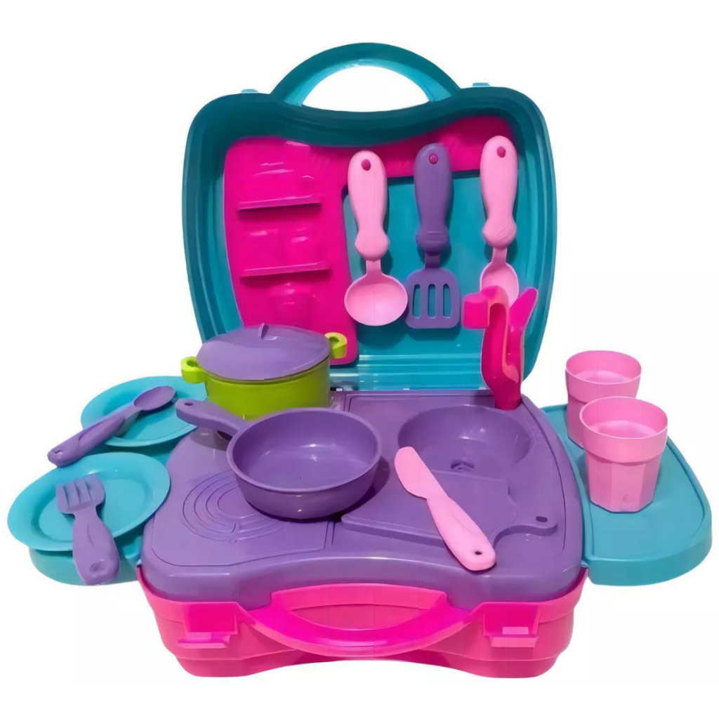 Maletinha Cooktop Cozinha Infantil Panelinha C/ Acessórios - DiverToys 8136