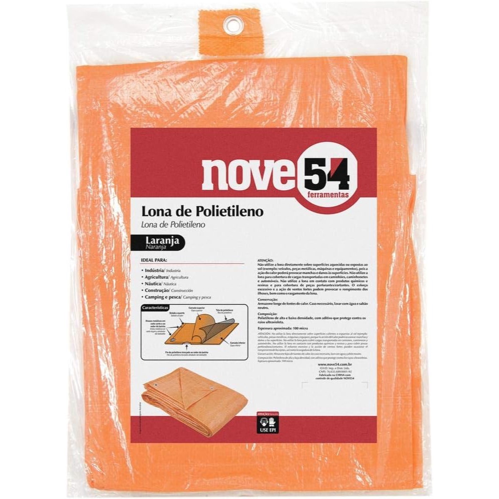 Lona de polietileno laranja 2x2 m, 3x2m, 3x3, 4x3, 5x4 NOVE54