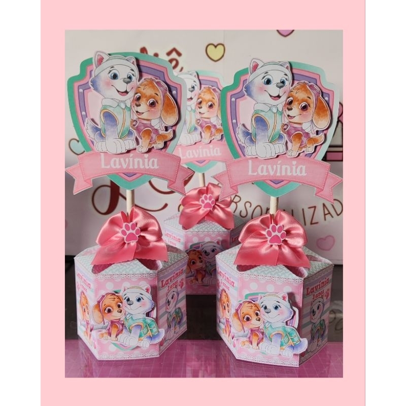 centro de mesa Skye e Everest- lembrancinha personalizada Skye e Everest. Patrulha canina.