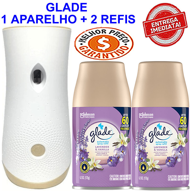 Glade Automático aparelho + refis, kit de refis de Odorizador de Ambiente Spray Glade Automatic.