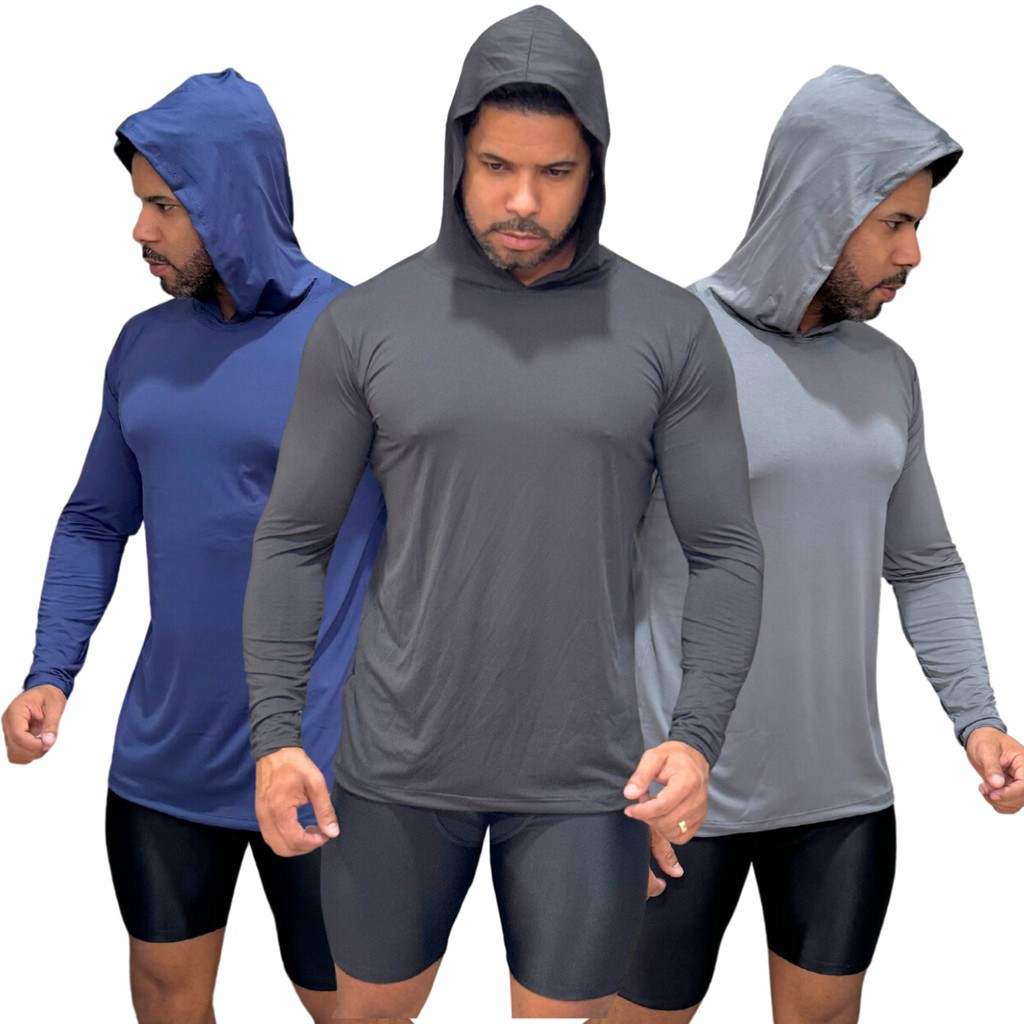 Camisa Térmica  Masculina COM CAPUZ Proteção Uv50+ Unissex Para Trabalhadores Motoboys Ciclista