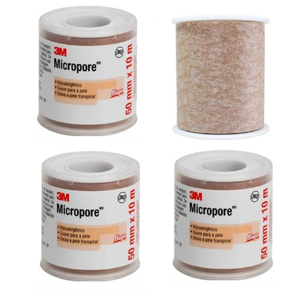Fita Micropore 3M Bege 50mm x10mts Pele Sensível - 4 Rolos em Oferta na Shopee