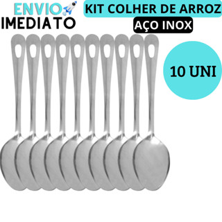 KIT 10 Colher de Arroz Colher de Servir 25 CM Aço Inox Ideal Para Bares Restaurantes Lanchonetes em Oferta na Shopee