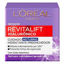 Creme Hidratante Facial Anti-idade L'oreal Paris Revitalift Hialuronico Noturno 49g
