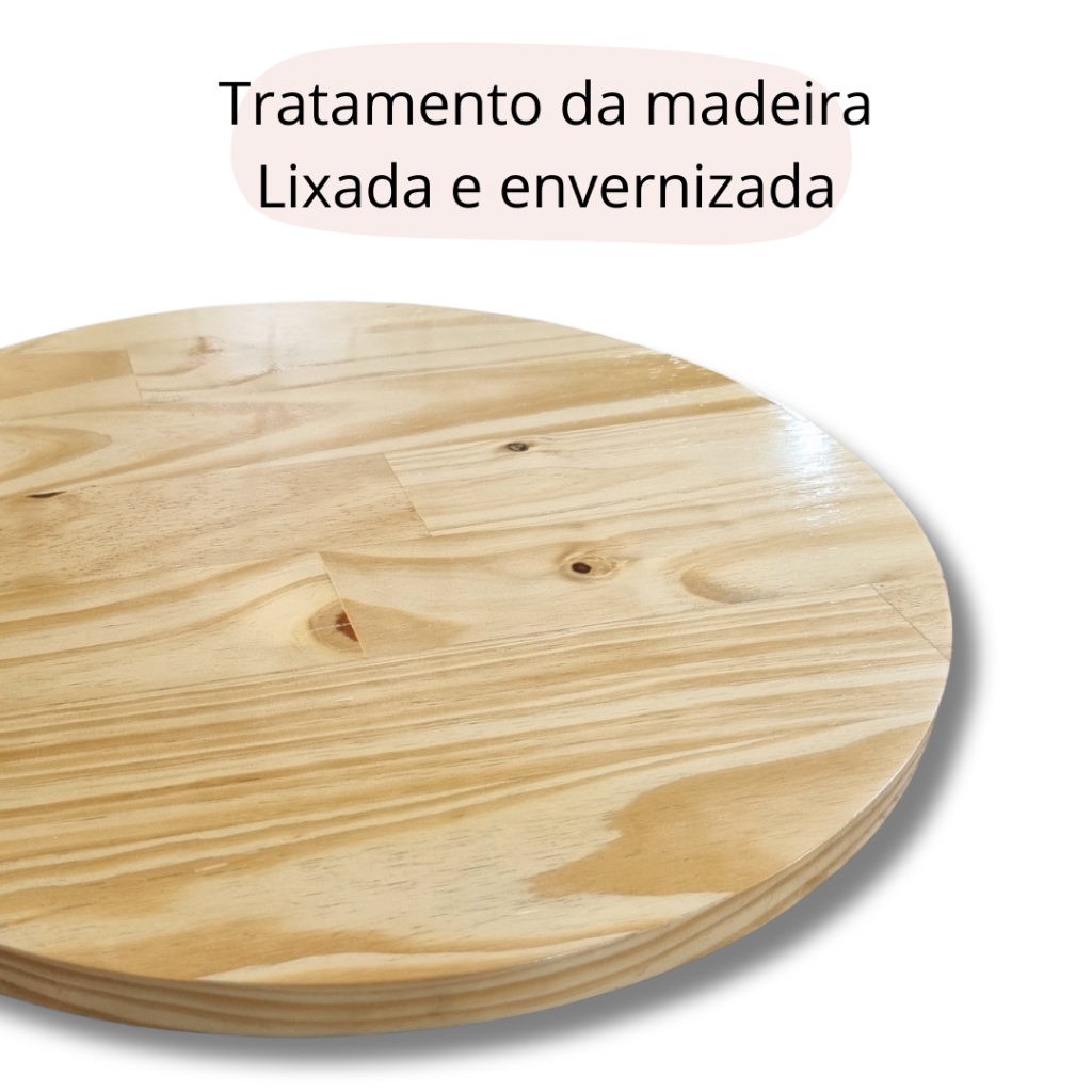 Tampo De Mesinha Lateral 45cm Diâmetro Madeira Pinus