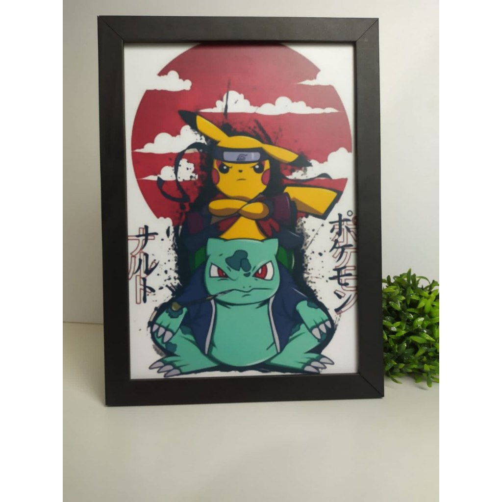 Quadro decorativo com moldura Pokémon uma decoração elegante com este objeto para quarto sala