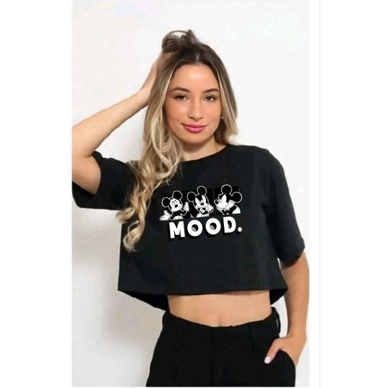 Cropped Mickey Feminina infantil e juvenil Camiseta Personagem em Oferta na Shopee