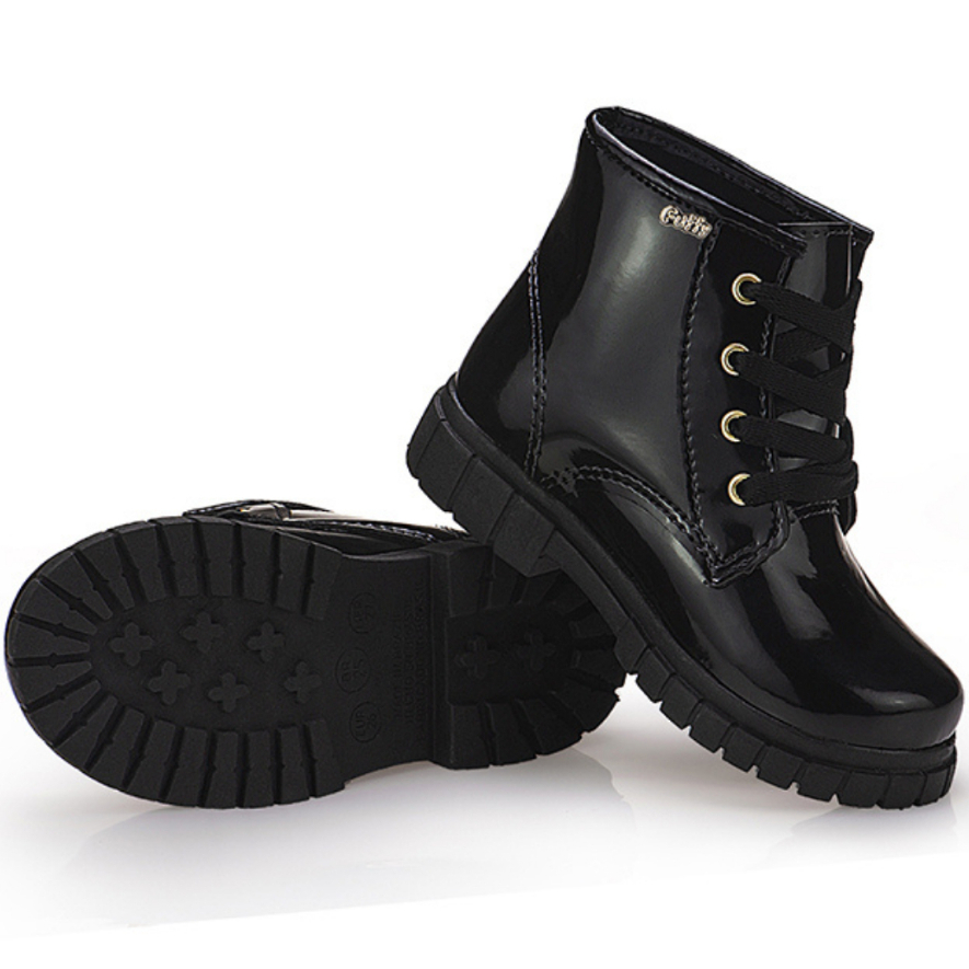 Botinha Infantil Menina Coturno Com Verniz Cano Baixo Super Confortável Lançamento Premium