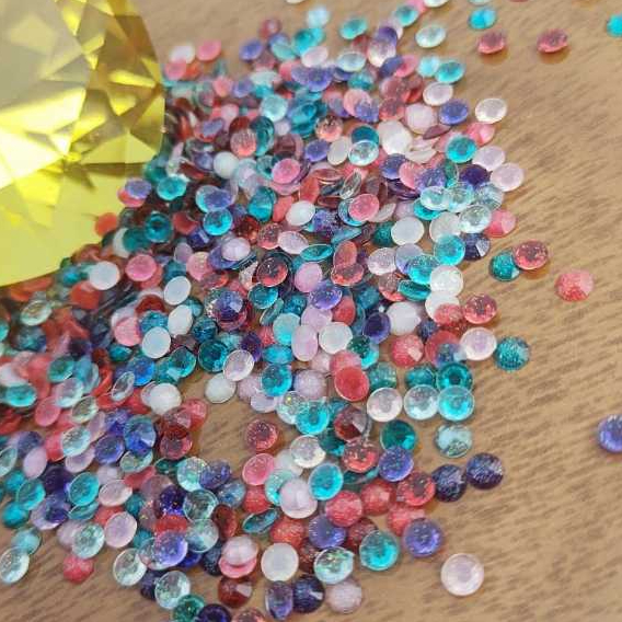 30 ou 60 peças chaton gliter mix 3mm - pedrarias para adesivos e joias de unhas