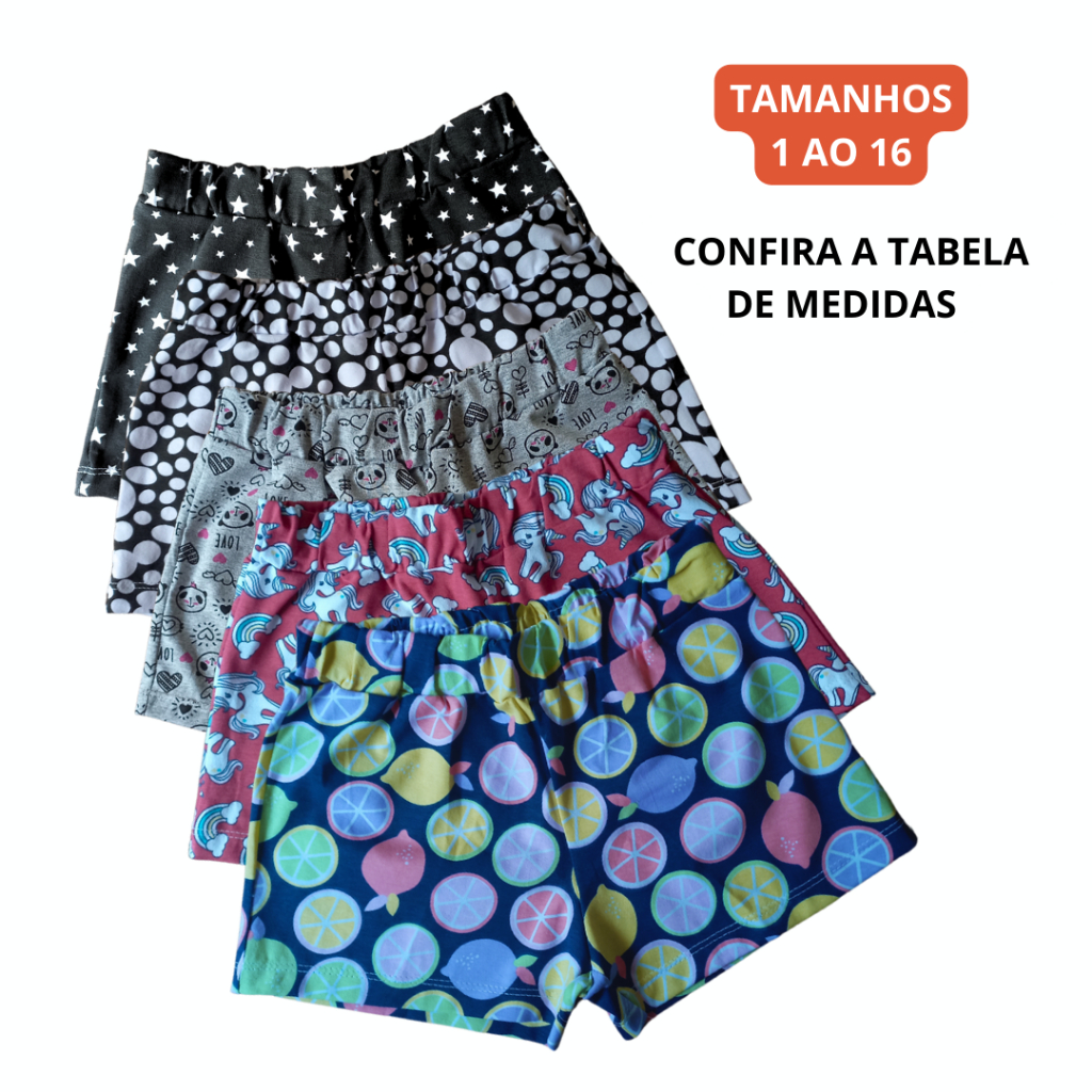 Short infantil/juvenil de cotton estampada menina