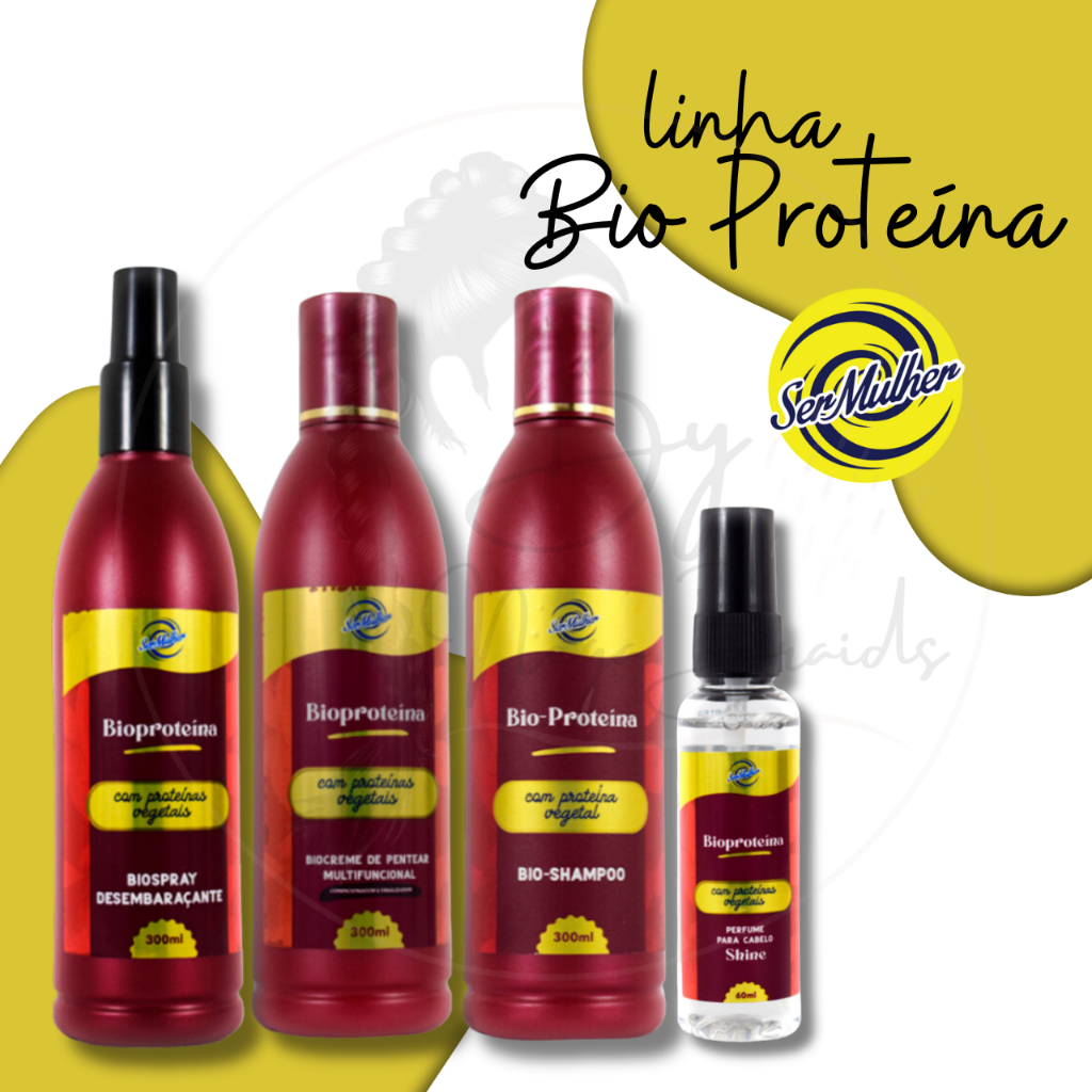 Kit Tratamento Linha Bio Fibra p/ Cabelo Orgânico (Shampoo, Creme de Pentear, Spray Desemb...