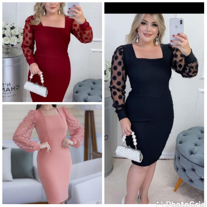 Vestido Moda Evangélica Gospel Cristã Jovem Tubinho Preto Plus Size Com Tule Festas E Congressos