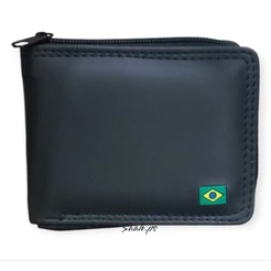 Carteira Masculina grande porta cartão Couro ecológico, Grande Com Fecho De Zíper