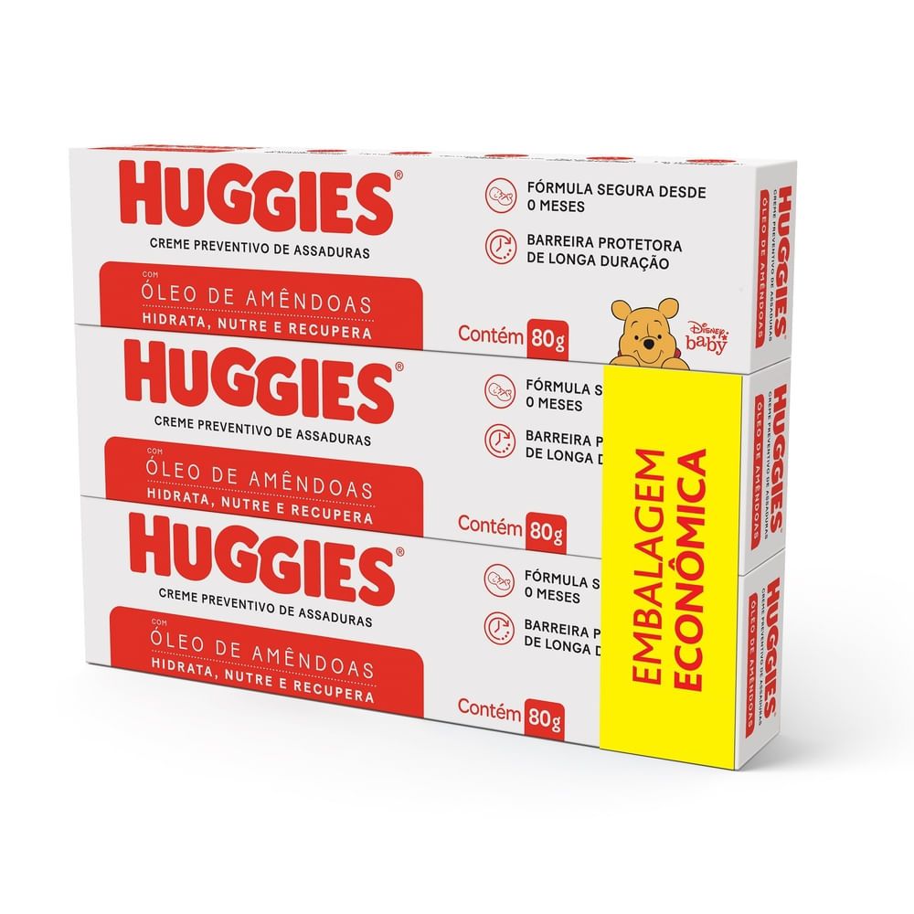 Kit 3xUnidades Creme Preventivo de Assaduras Huggies Supreme Care 80Gr