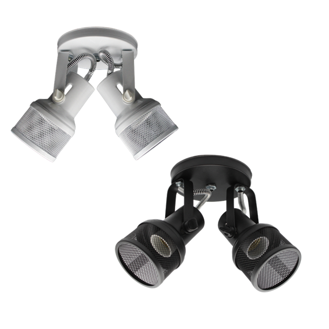 Spot Duplo Luminária kit 2 Unidades  (BRANCO/PRETO) Tela Sobrepor Teto Parede Casa Salão Quarto Par20 Led Bulbo E27