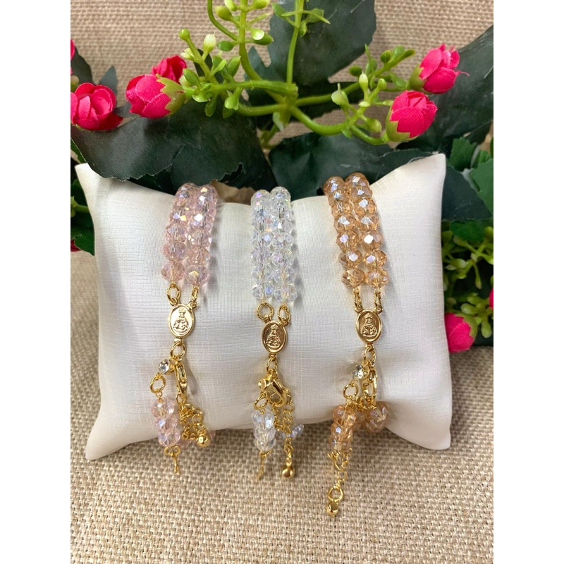 Pulseira de Cristal Terço de Pulso Folheado Nossa Senhora Aparecida