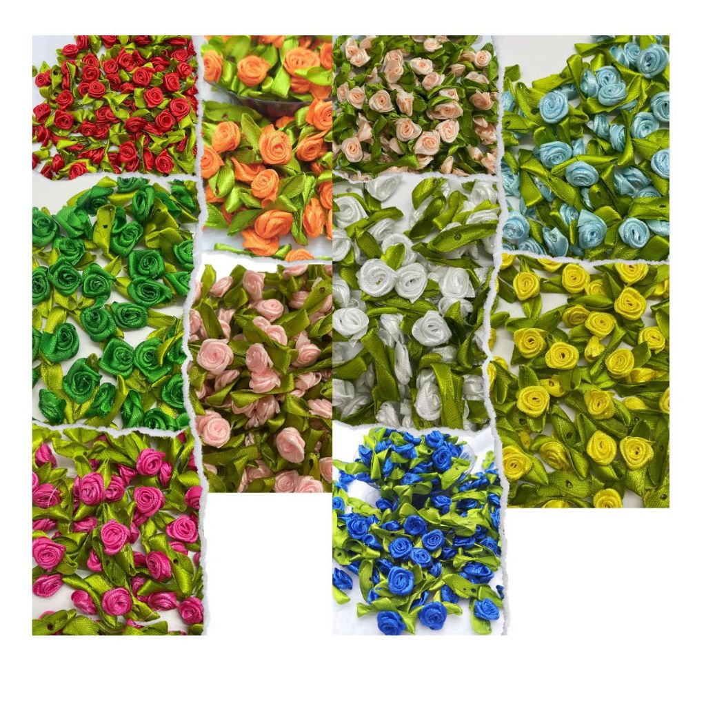 Florzinha Rococo de Cetim Com Folhas 100 unidades - Flor Rococo Flor De Cetim em Oferta na Shopee