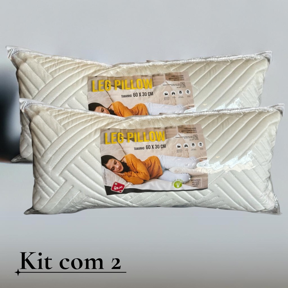 Kit 02 Travesseiros Almofadas para Pernas Leg pillow 60x30cm Firme Macio