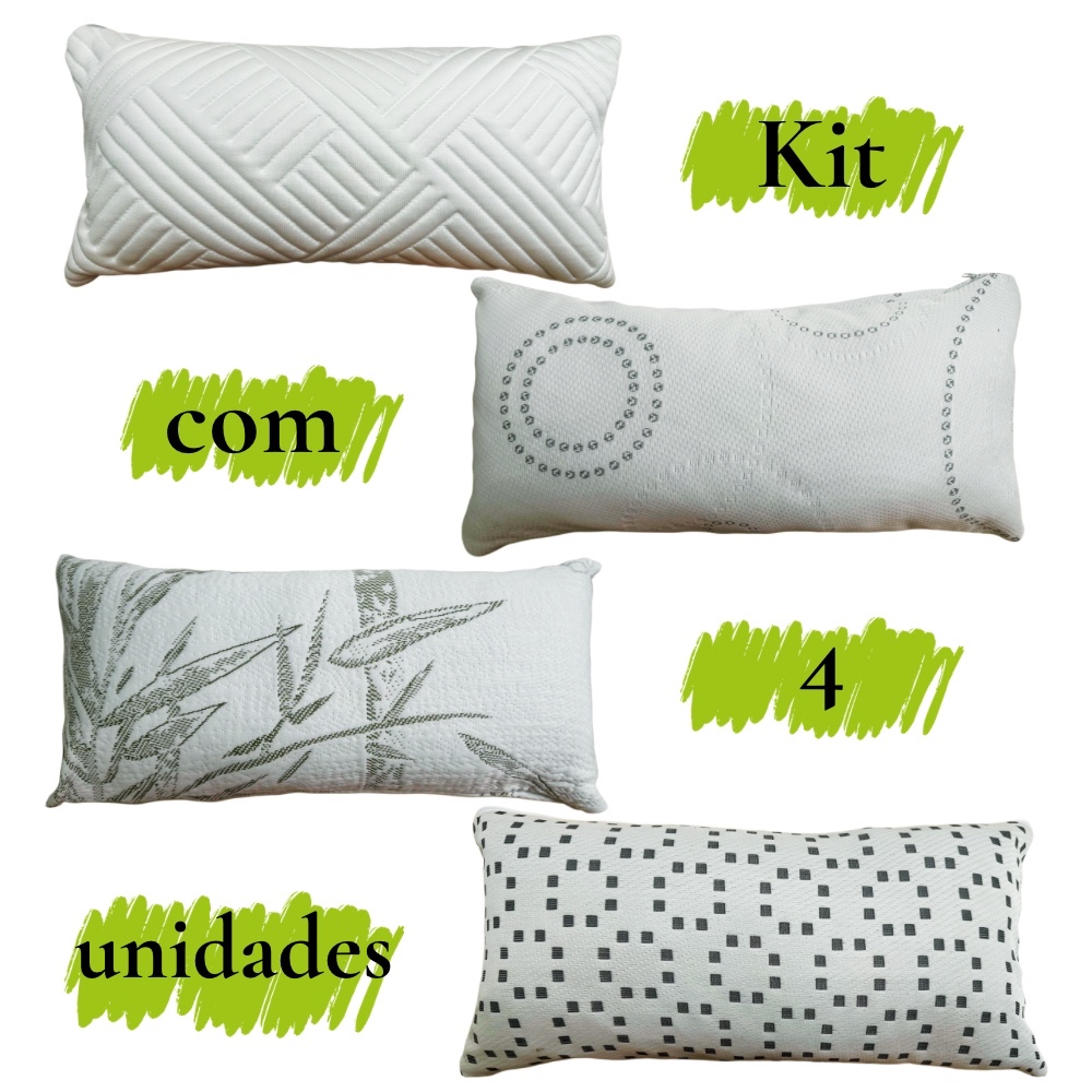 Kit 04 Travesseiros Almofadas para Pernas Leg pillow 60x30cm Firme Macio