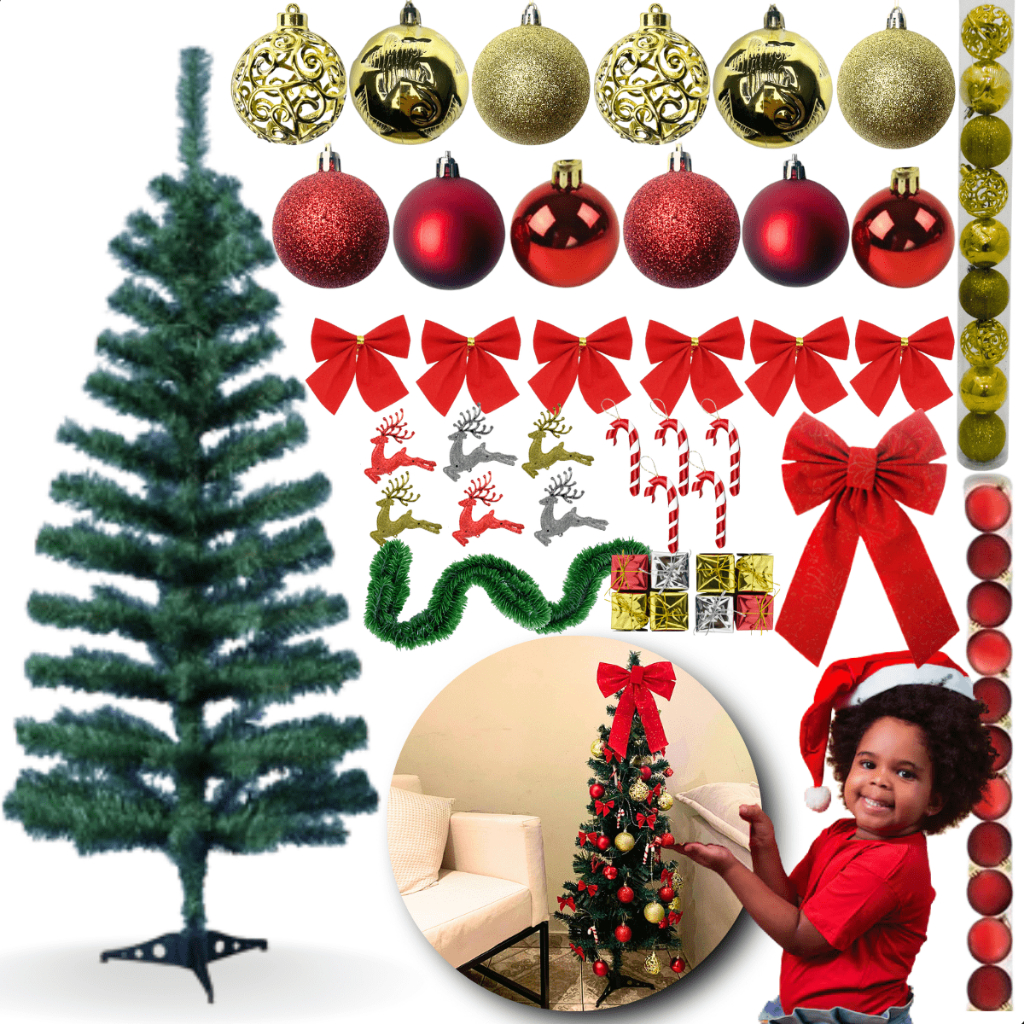 Kit Completo Árvore De Natal Decorada 120 Galhos+Enfeites+Brinde Natal 2025 Decoração tend...
