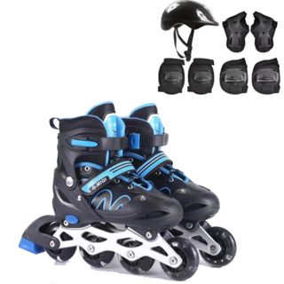 Patins Roller Inline Ajustável Com Luz De Led Com OU SEM Kit Proteção Várias Cores E Taman...