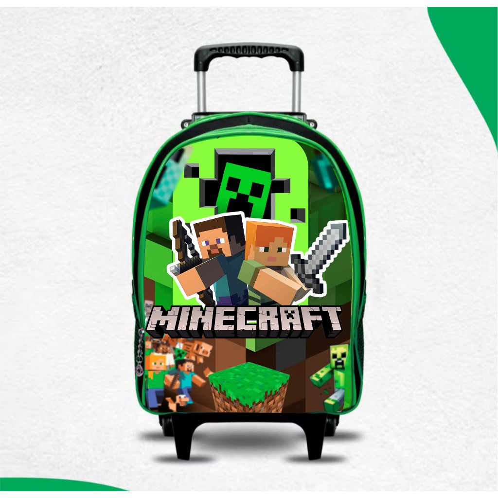 Mochila escolar infantil gamecraft  com rodinhas de silicone