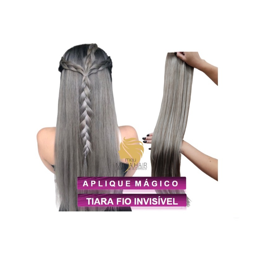 Loiro Aplique Cabelo Acinzentado Liso 70cm Tic Tac Mega Premium Mega