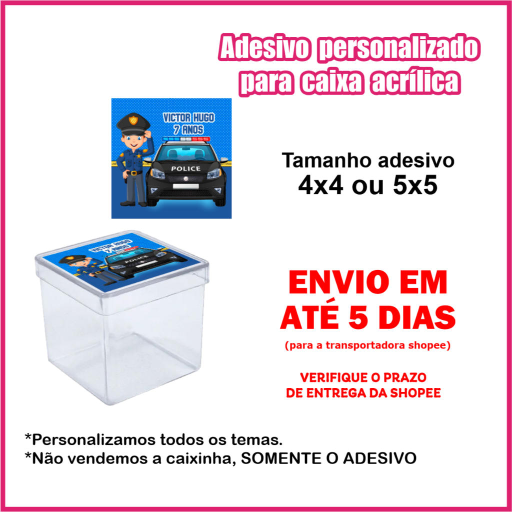 Adesivo Rótulo 4x4/5x5/6x6 Personalizado para aplicar na caixinha acrílica Lembrancinha Qualquer tema