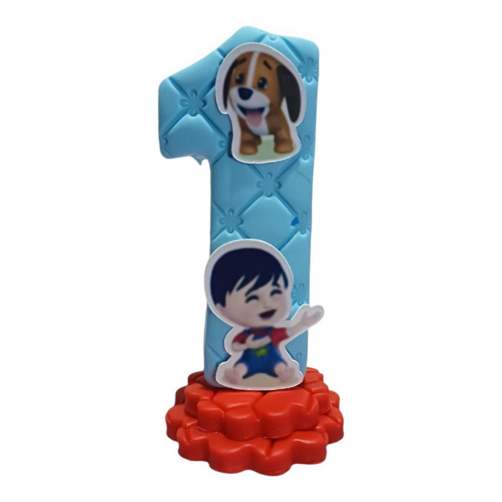 Vela biscuit personalizada tema totozinho Bento e toto Topo de bolo aniversário