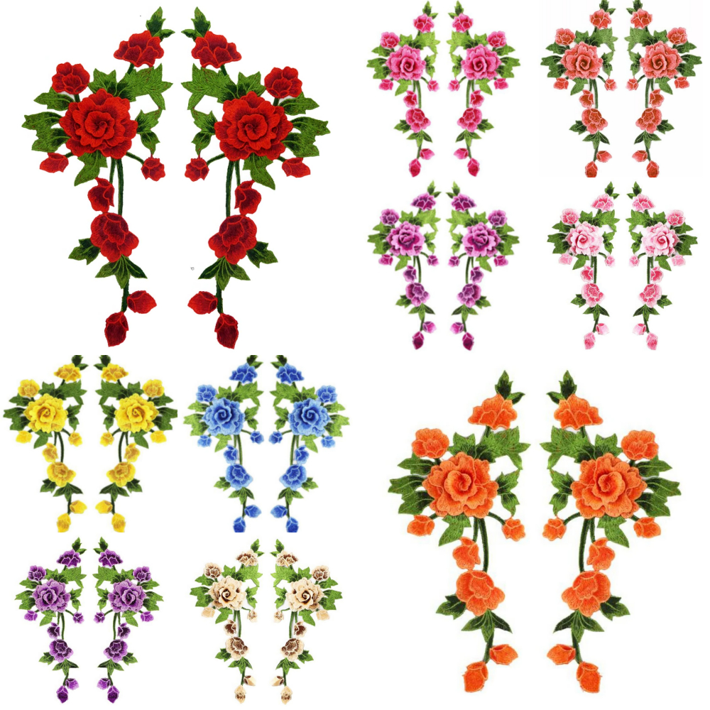 Patch Flores 3D Aplique Bordado Para Roupas E Artesanato 1 Par