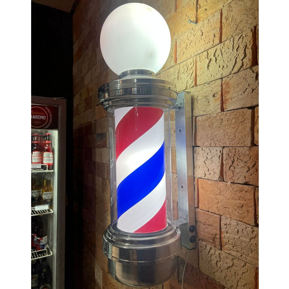 Barber Pole Poste de Barbeiro 76cm Colorido Com Globo