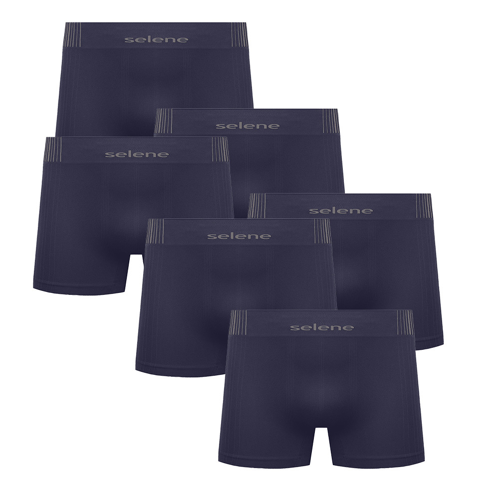 Kit Com 6 Cuecas Modelagem Boxer Infantojuvenil Selene Confortável Original Sem Costura Em Poliamida