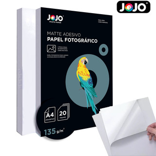20 Folhas MATTE ADESIVO 135g A4 Papel Fotográfico Fosco Resistente a Água JOJO BRASIL