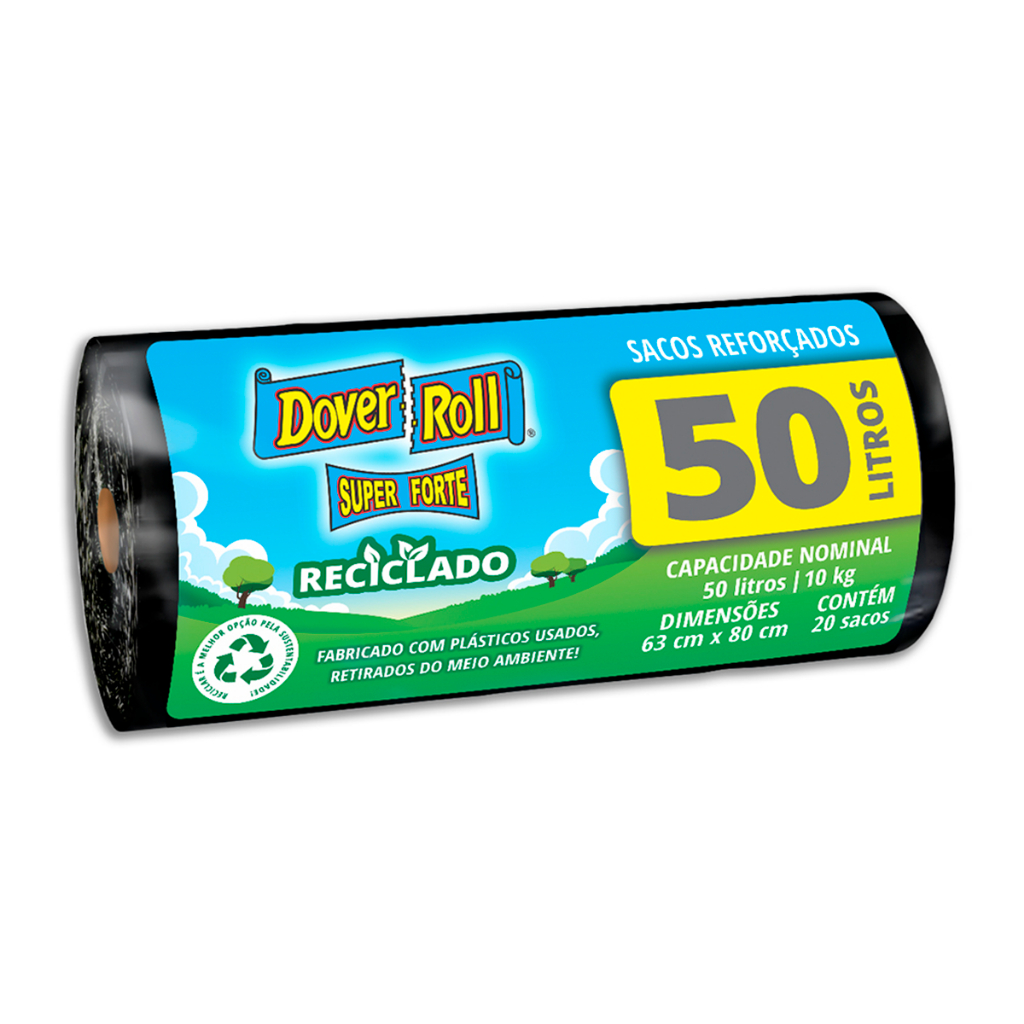Saco Para Lixo Super Forte Reciclado 50L 20un - Dover Roll em Oferta na Shopee