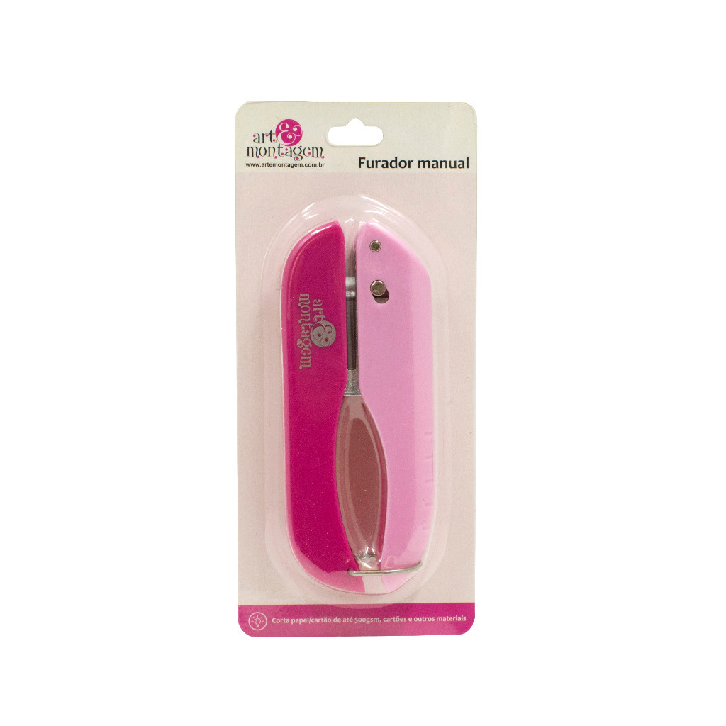 Furador Perfurador Alicate Papel E Eva 1,5mm Circulo Rosa