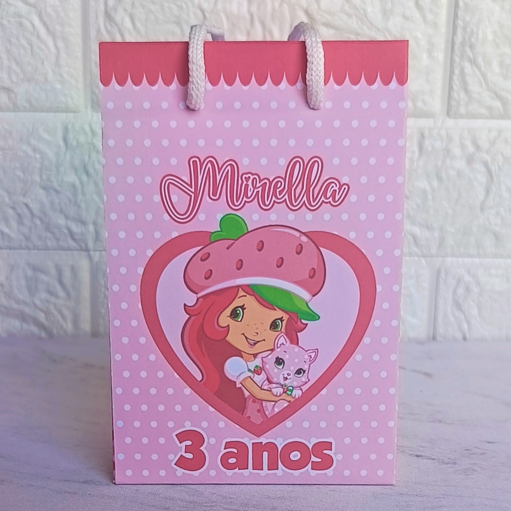 PEGUE E MONTE- Sacolinha Personalizada Moranguinho 10X15CM  Lembrancinha Festa Infantil Sacola Surpresa