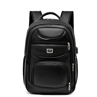 Mochila De Couro Notebook Impermeável Executiva Reforçada Para Viagem Trabalha Cabo Usb Fone em Oferta na Shopee