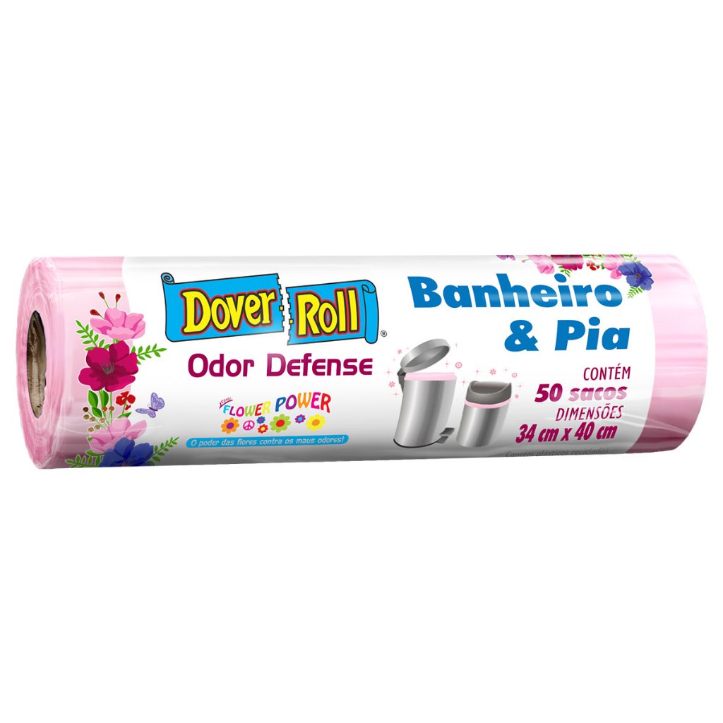Saco Para Lixo Banheiro e Pia Odor Flower 34x40cm 50un - Dover Roll